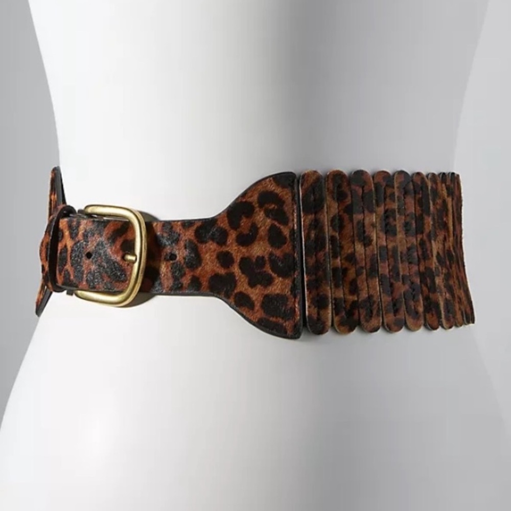 NWT Anthropologie wide tabby belt, stretchy, leopard, M - Picture 2 of 11